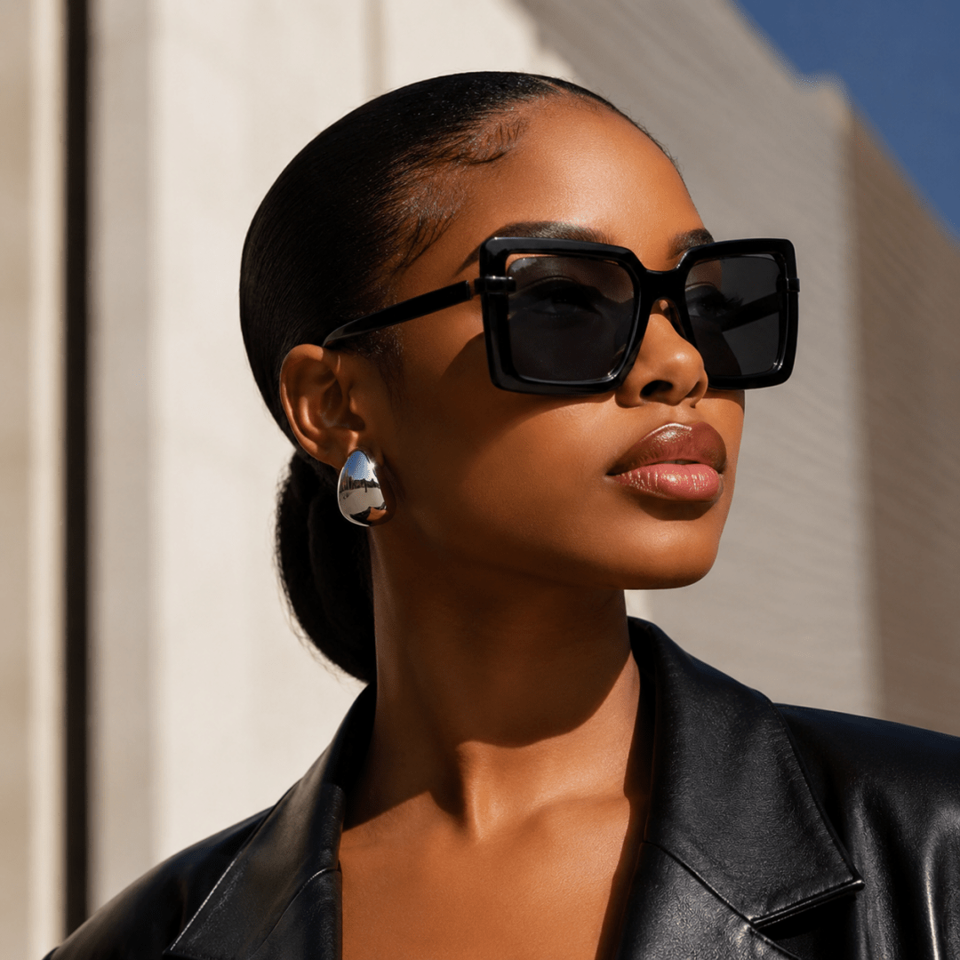 Street Fashion Photoshoot - Pair Of Women's Oversized Black Square