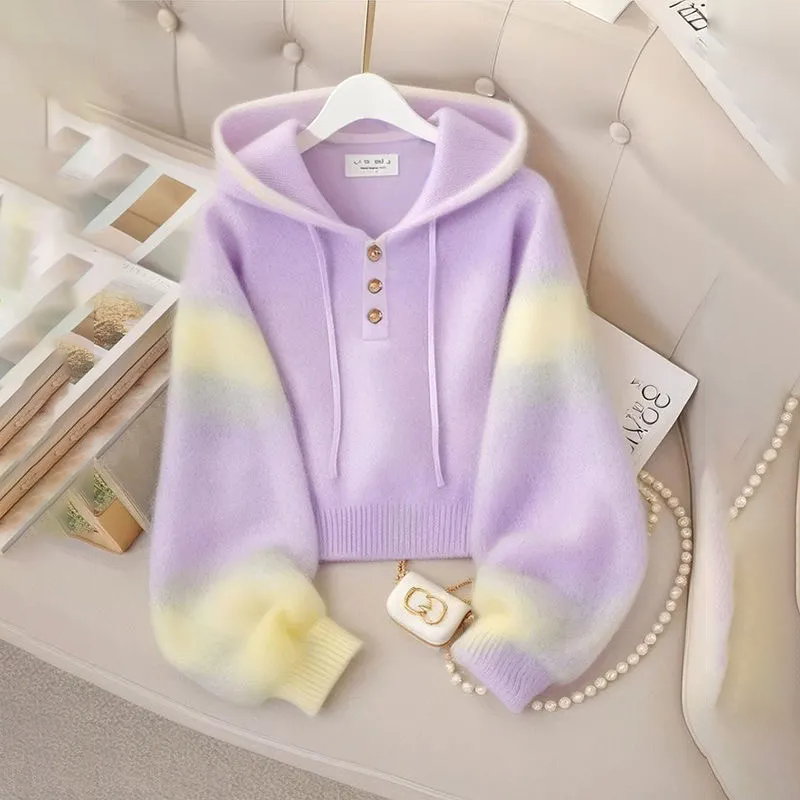 Street Fashion In Chinese - Chinese Loose High-Grade Hooded Sweater Jacket