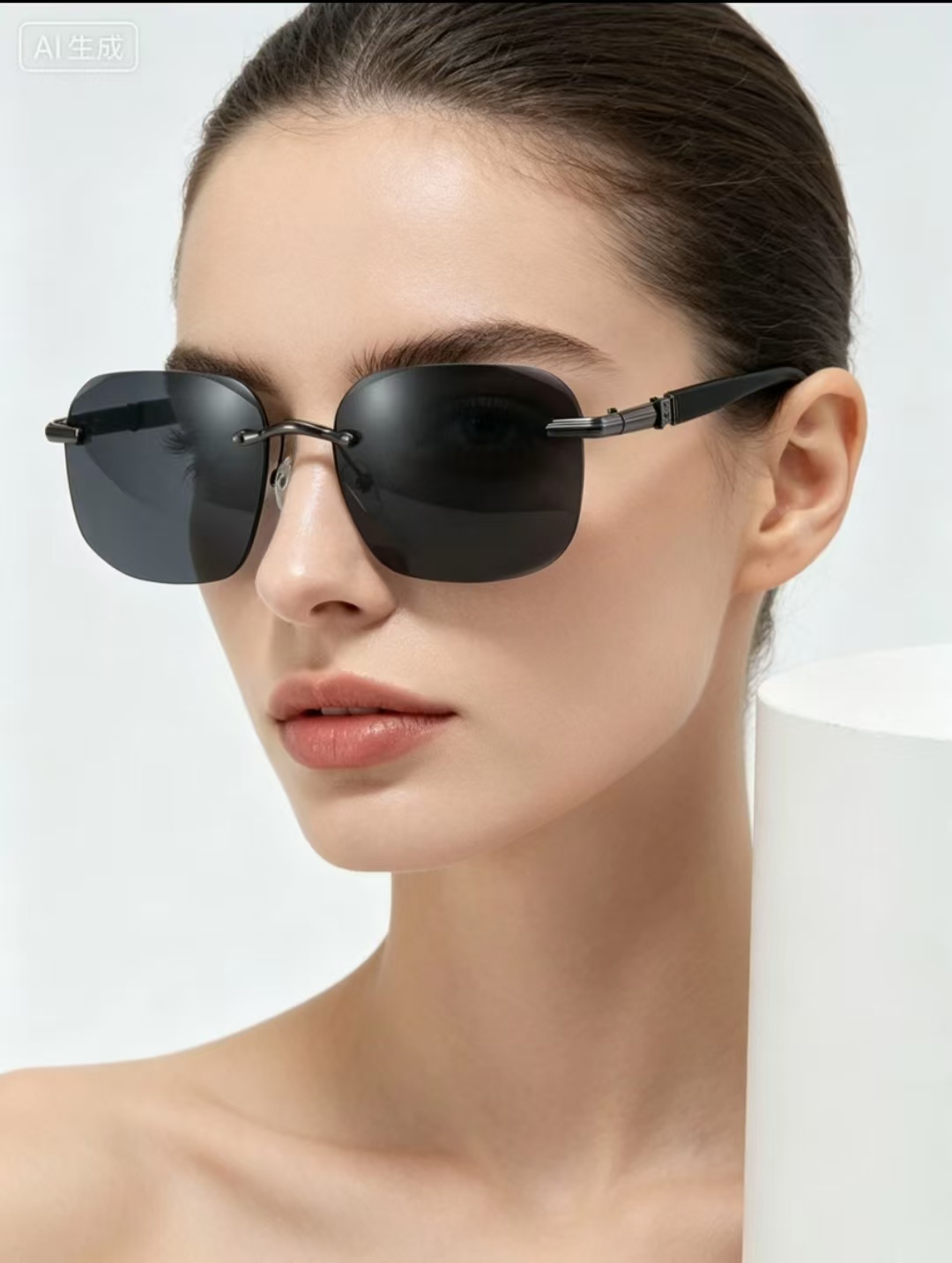 Street Fashion Photography - New style men's rimless fashionable glasses.
