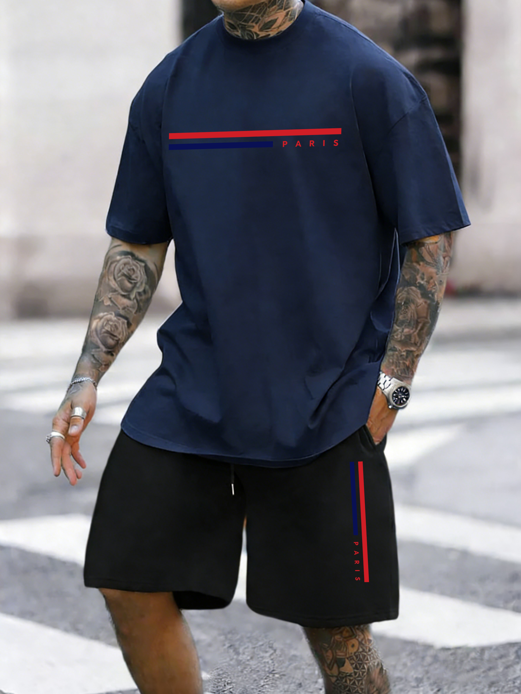 Street Fashion Elements - Paris Line Simple Pattern Summer Cotton