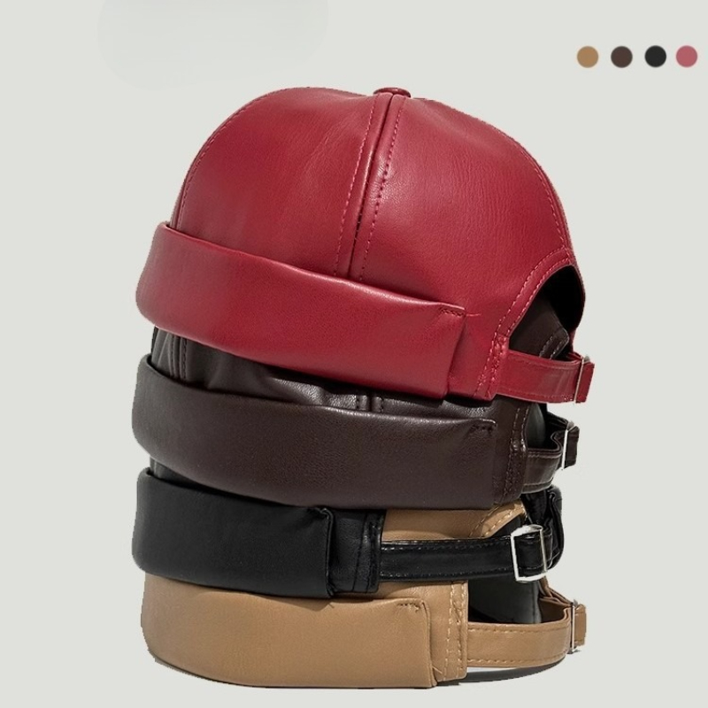 Street Fashion In Japanese - PU Leather Driver Hat Retro Round