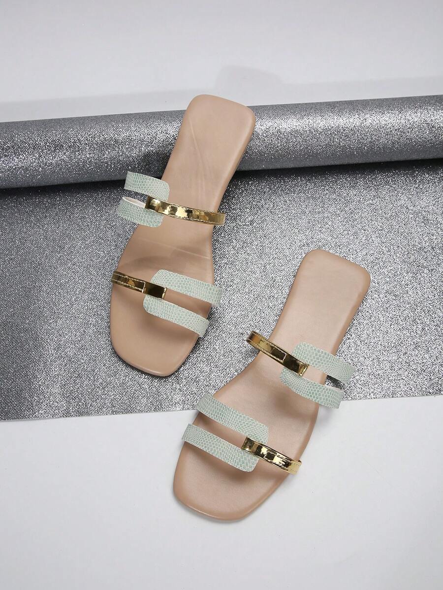 Women's Flat Sandals, Metallic - Street Fashion In Chinese reseña y precio