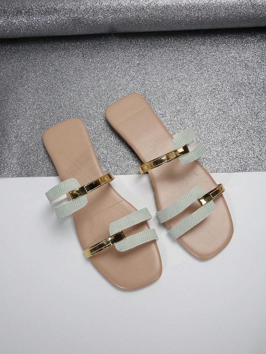 Women's Flat Sandals, Metallic - Street Fashion In Chinese reseña y precio