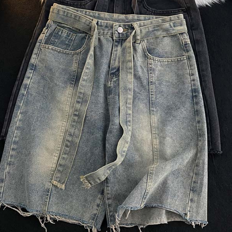 Summer Thin Fringed Denim Shor - Street Fashion In Japanese reseña y precio
