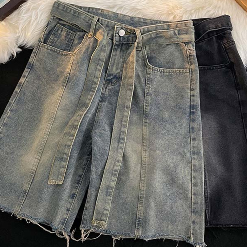 Summer Thin Fringed Denim Shor - Street Fashion In Japanese reseña y precio
