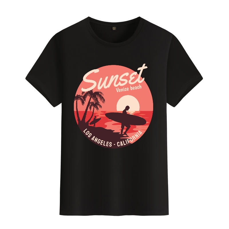 Men's Black Round-Neck Short-S - Street Fashion Venice reseña y precio
