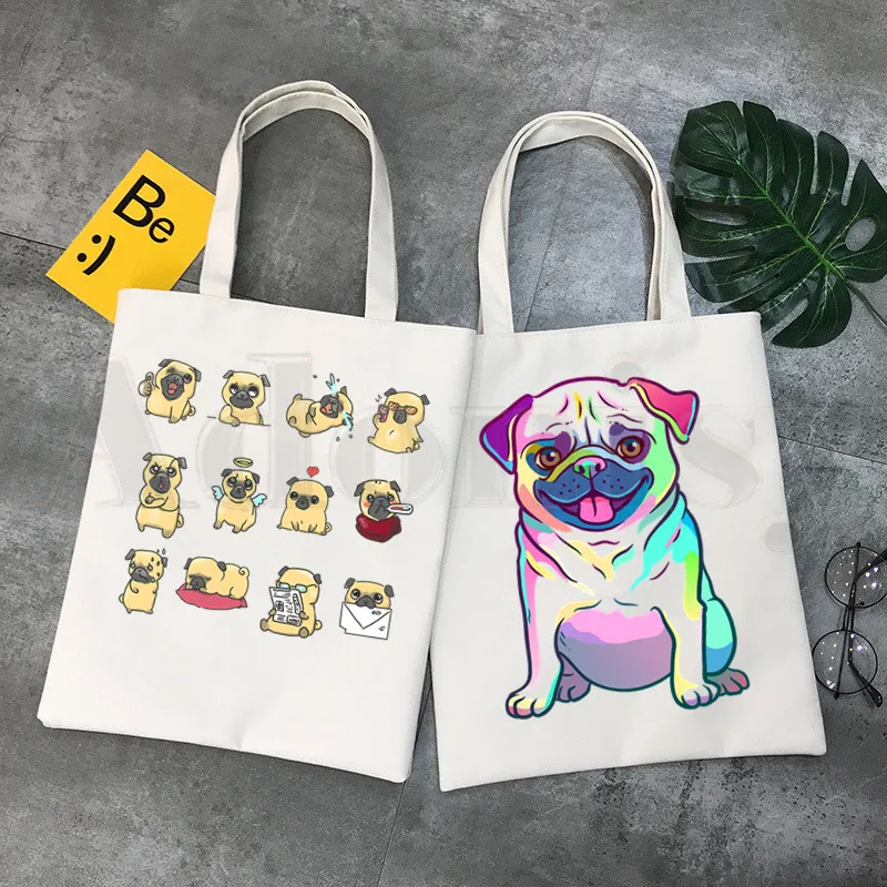 Dog Pet Pug Life Cartoon Print - Tote Bag Canvas Print reseña y precio