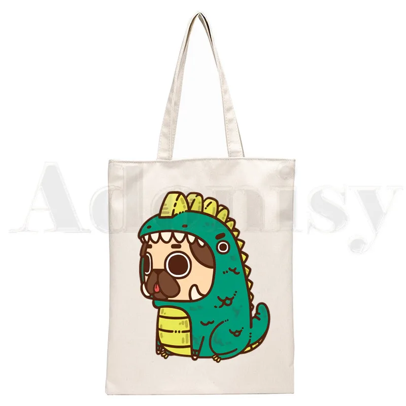 Dog Pet Pug Life Cartoon Print - Tote Bag Canvas Print reseña y precio