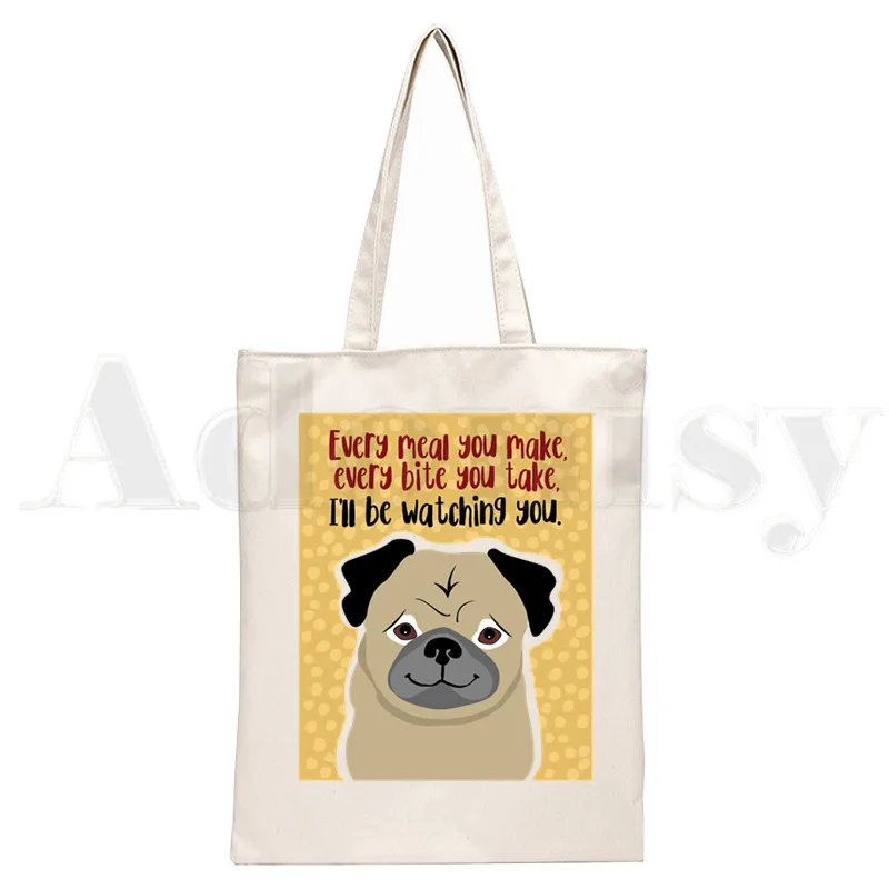 Dog Pet Pug Life Cartoon Print - Tote Bag Canvas Print reseña y precio