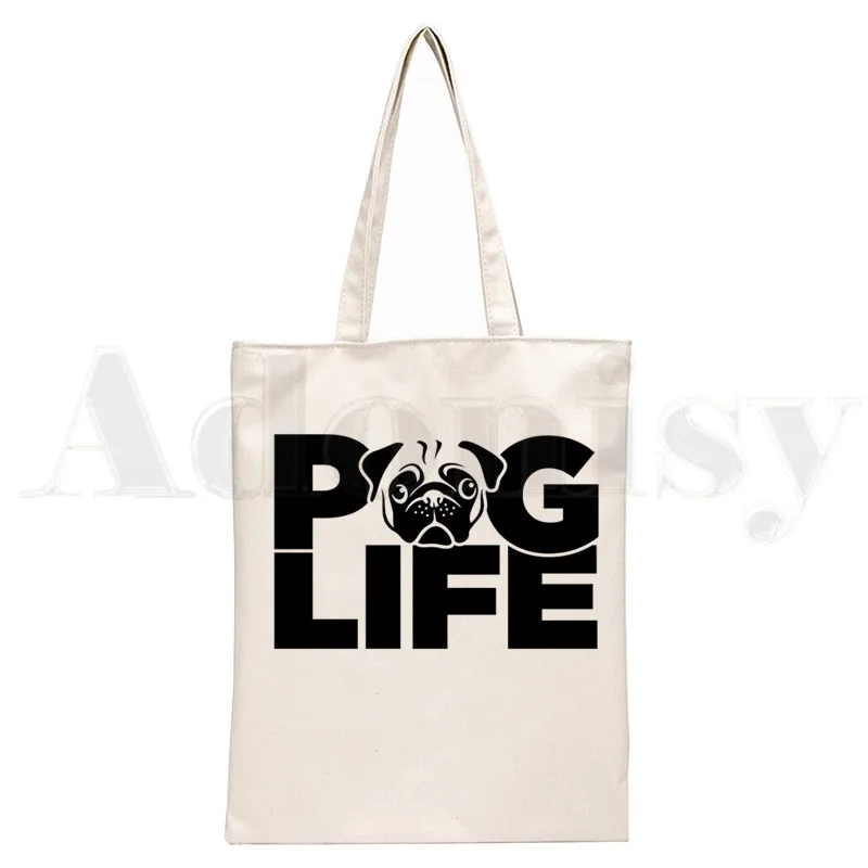 Dog Pet Pug Life Cartoon Print - Tote Bag Canvas Print reseña y precio