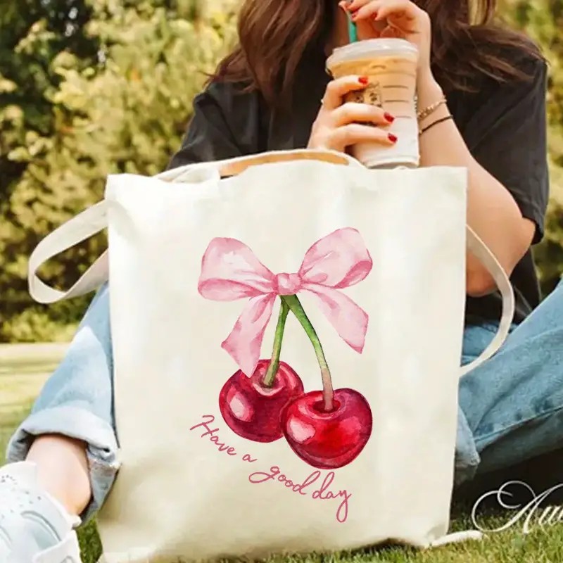 Canvas Tote Bag with Cherry Bo - Tote Bag Canvas Print reseña y precio