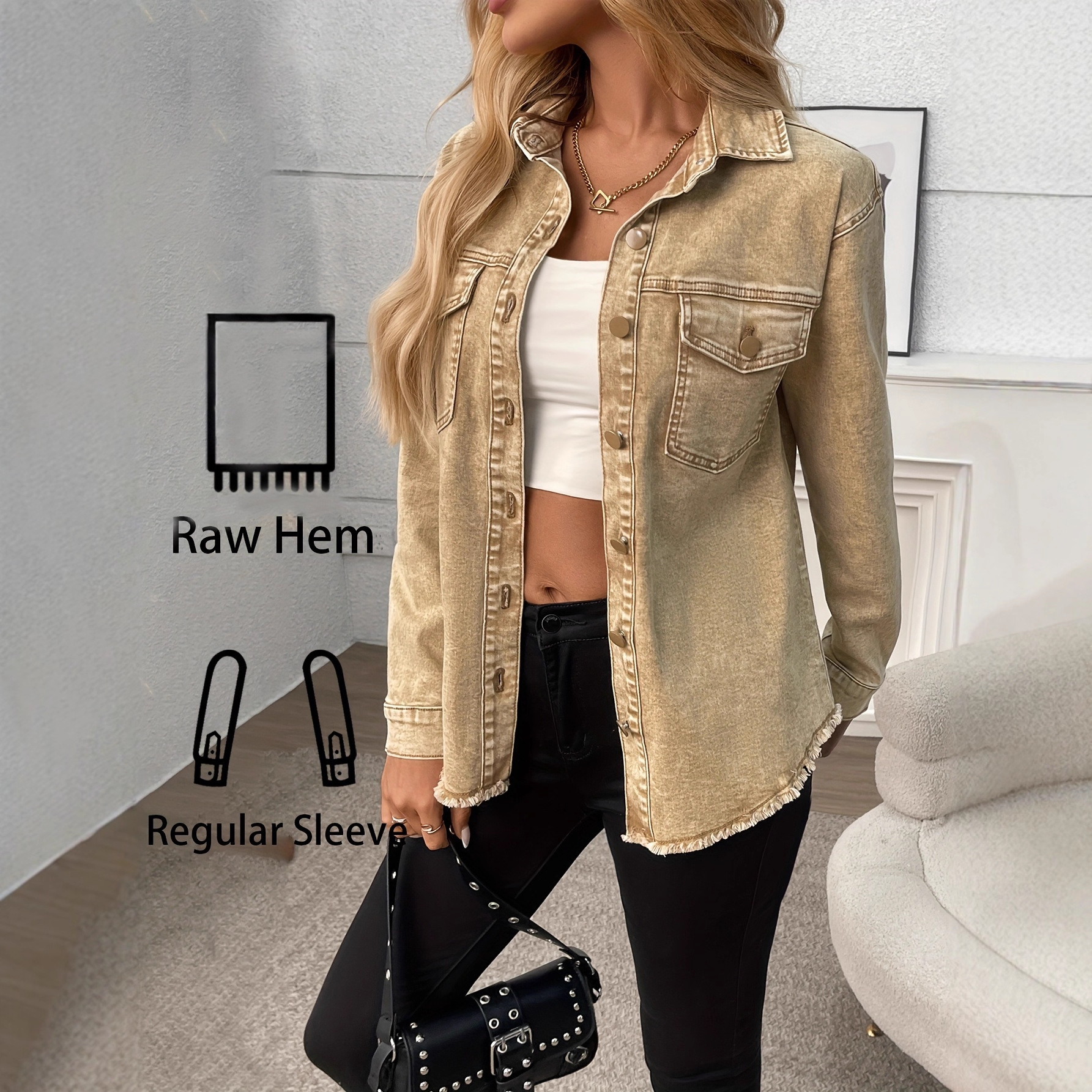 Washed Denim Shirt Jacket Wome - Street Fashion In Chinese reseña y precio