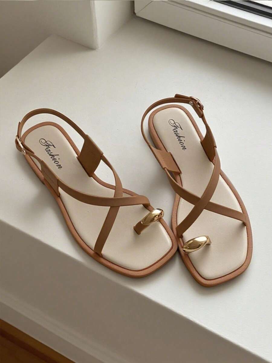 Women's Flat Sandals, Metallic - Street Fashion In Chinese reseña y precio