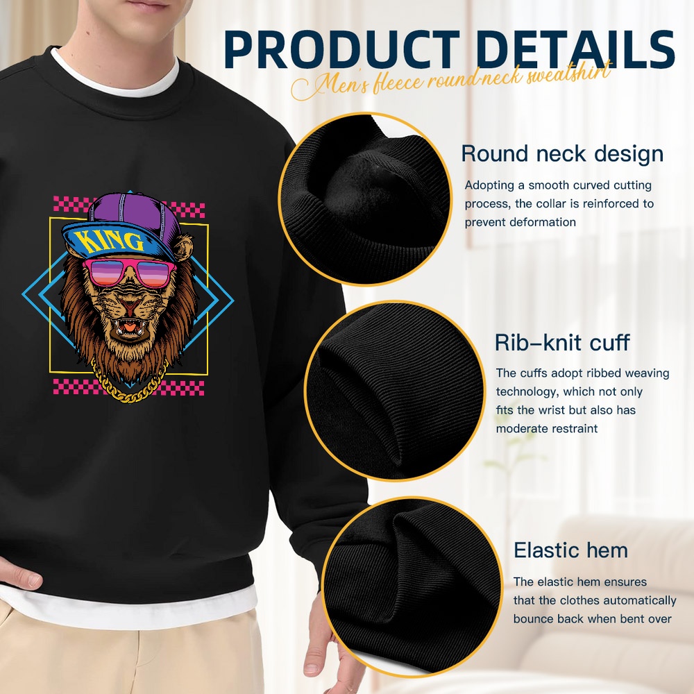 Men's Black Crew Neck Pullover - Street Fashion Elements reseña y precio