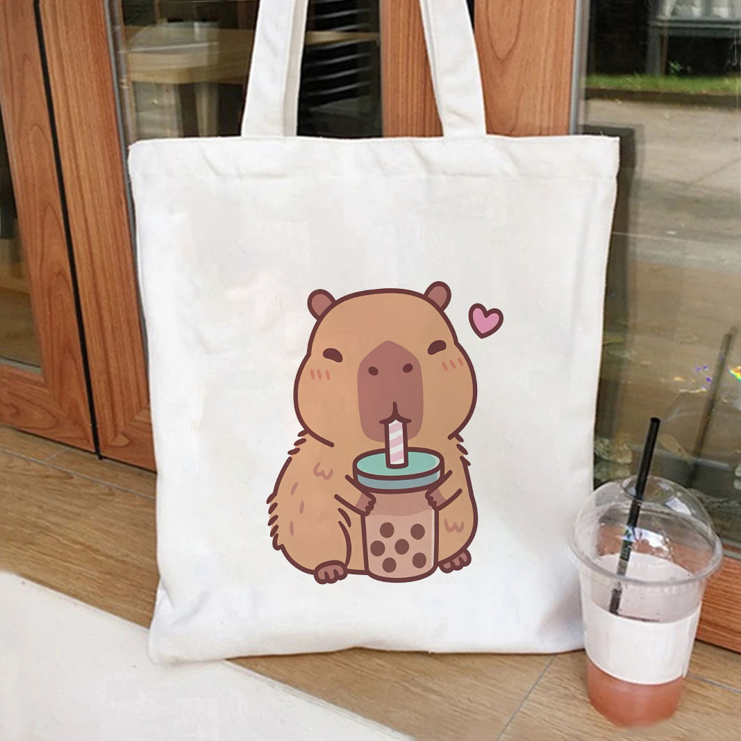 1pc Japanese Style capybara Pr - Tote Bag Canvas Print reseña y precio