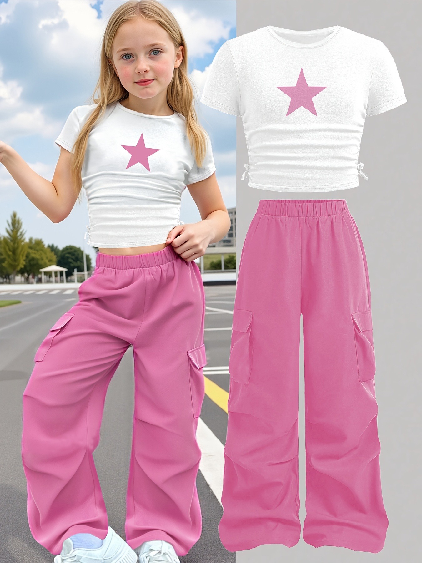 Trendy Girls 2Pcs Co-Ord, Whit - Street Fashion Co reseña y precio
