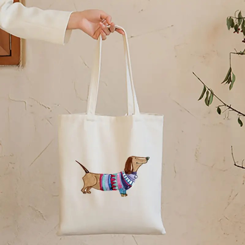 Cute Dachshund Funny Handbags  - Tote Bag Canvas Print reseña y precio