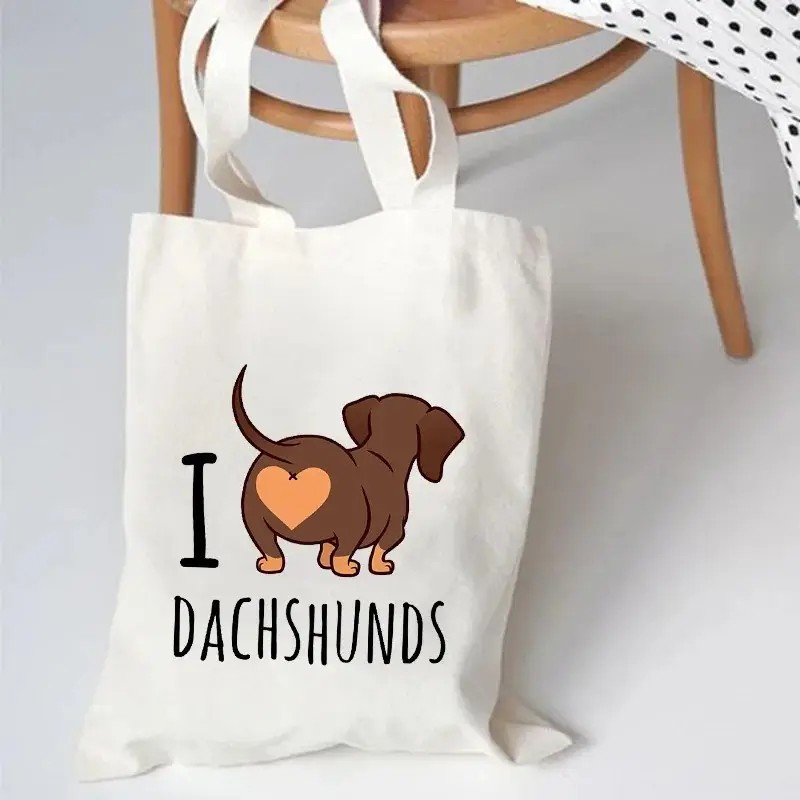 Cute Dachshund Funny Handbags  - Tote Bag Canvas Print reseña y precio