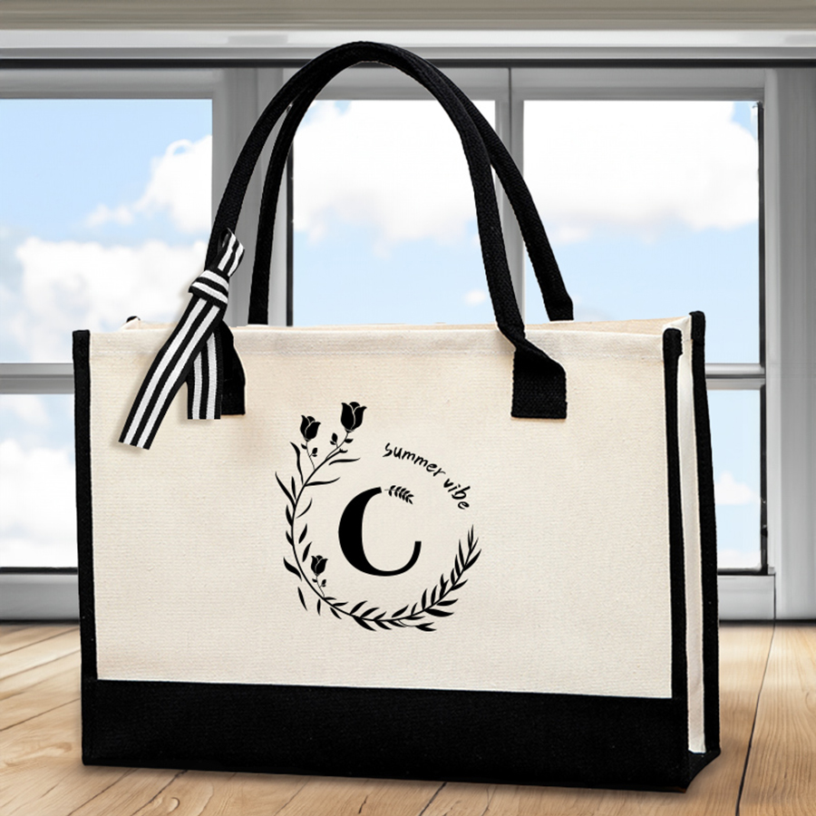 Leather letter print tote bag, - Tote Bag Canvas Print reseña y precio