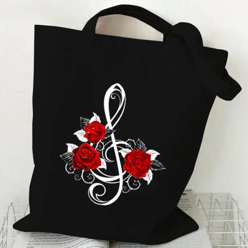 Music Note Heartbeat Printed C - Tote Bag Canvas Print reseña y precio