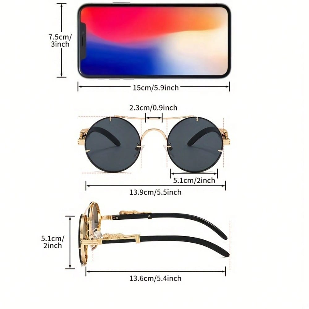 Stylish Round Metal Frame Sung - Street Fashion Photography reseña y precio