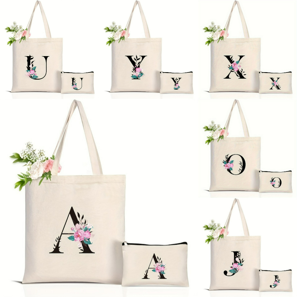 Elegant Floral Alphabet Tote B - Tote Bag Canvas Print reseña y precio