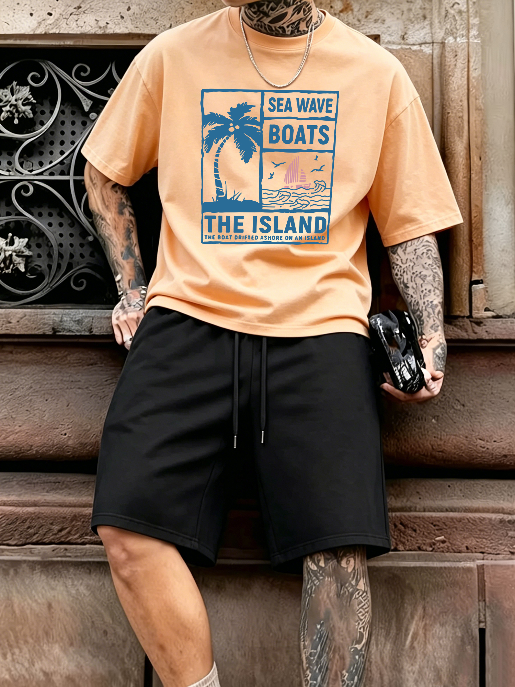 Sea Wave Coconut Tree Boats De - Street Fashion Elements reseña y precio